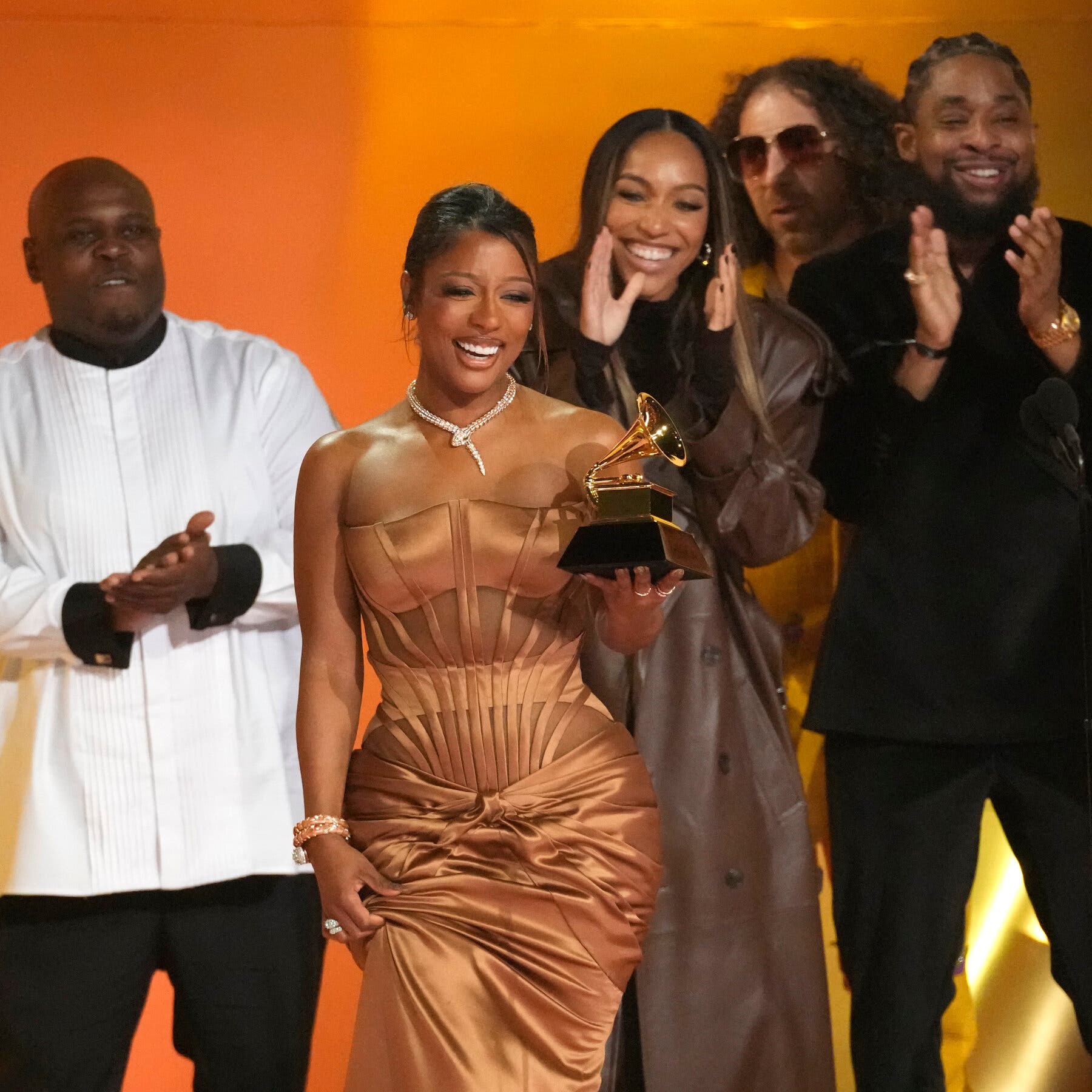 Victoria Monét converted one of her seven Grammy nominations into a win for best new artist.Credit...Chris Pizzello/Invision, via Associated Press